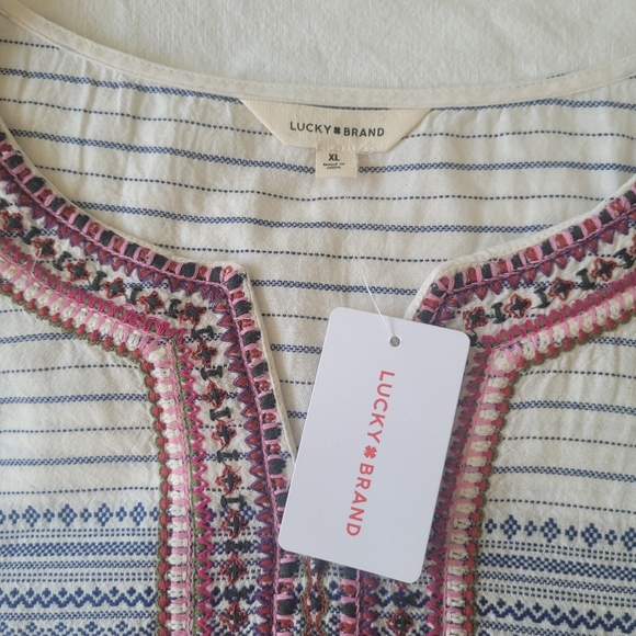 Lucky Brand Womens Top Size XL Embroidered Boho Festival Hippie Nature NWT - Picture 4 of 8